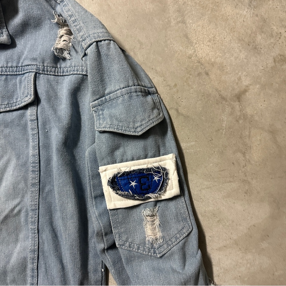 Hoodie Denim Jacket Sweatshirt - Picture 4 of 15